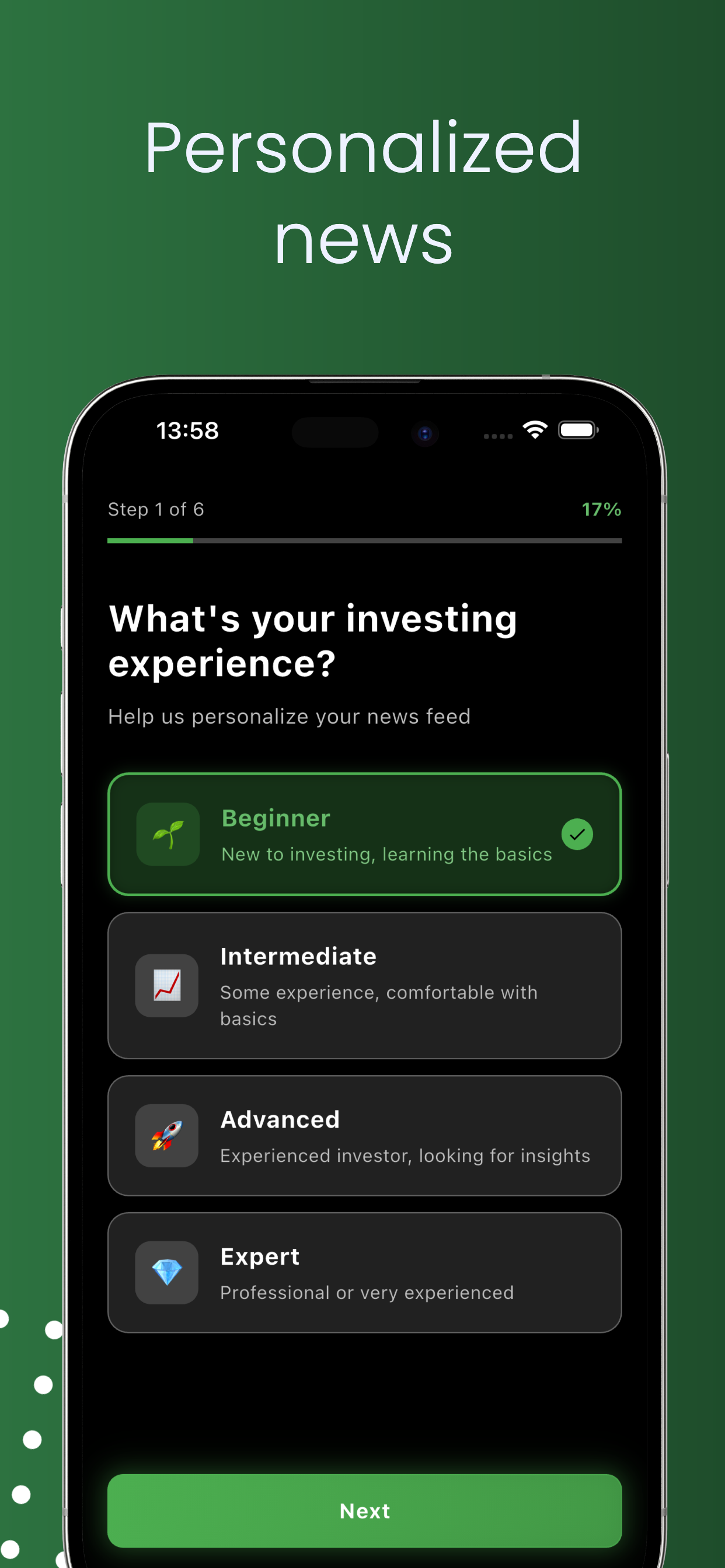 Personalized onboarding step 1